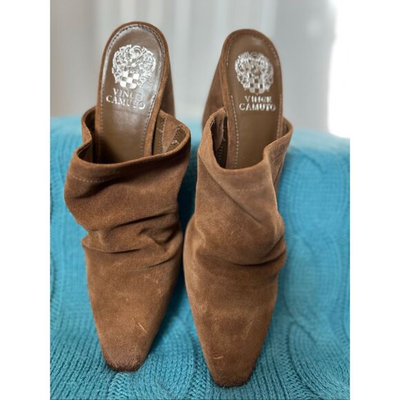 Vince Camuto Carlie Suede Runched Toe Heeled Mule - Picture 3 of 6